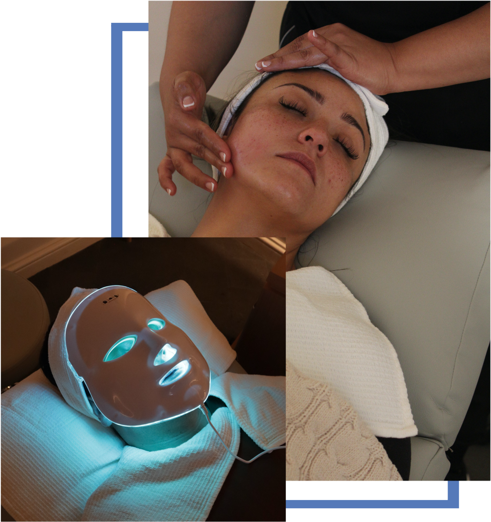 tratamiento de masaje facial y cromoterapia